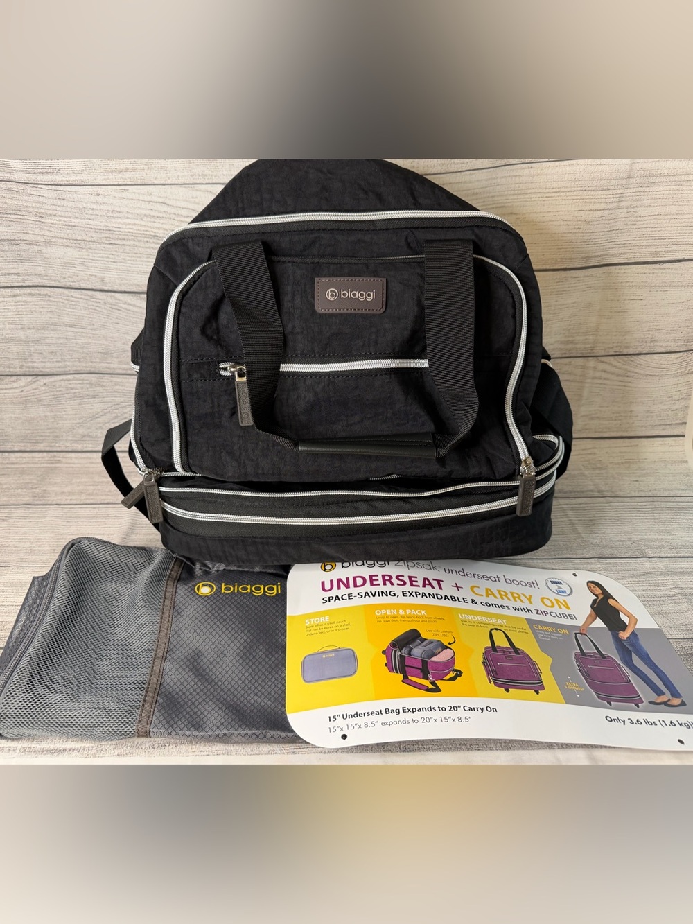 Biaggi Zipsak Boost Black Underseat Carry-On Bag
